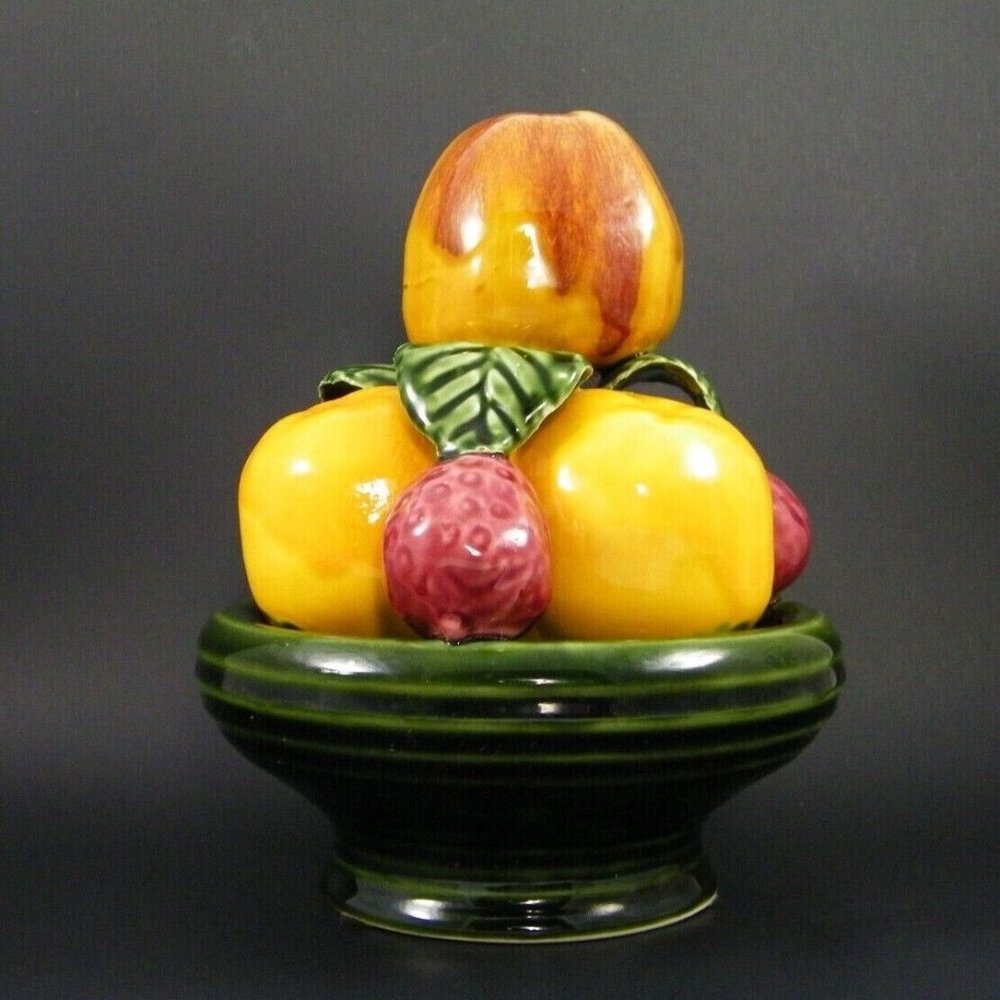 Botanic Ceramic Bowl of Fruit Centerpiece By Jay Willfred Apple, & Strawberries